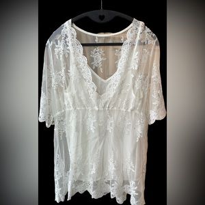 Two-piece lace blouse Sz. M White